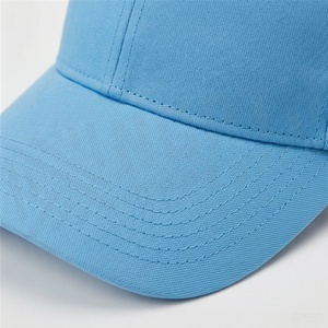 <b>Light</b> Blue 6-Panel Baseball Cap Unisex Cotton Fitted Casual <b>Hat</b> Solid Color Adult Size 58-60CM - Product Image 4