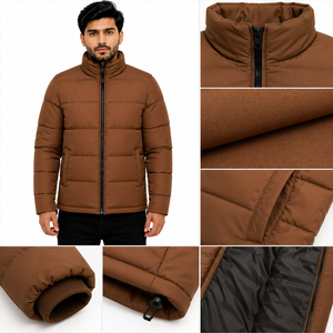 Blousons d'hiver matelassés pour hommes en gros – Blouson rembourré entièrement zippé à col montant, vêtement d'extérieur chaud – Fabricant et fournisseur OEM sur mesure - Product Image 5
