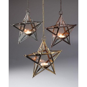 Moroccan Star <b>Lantern</b> Multi Color Glass <b>Brass</b> Hanging Decor Christmas Home Decoration Embossing Printing Durable - Product Image 2