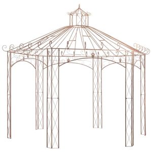Pérgola o Gazebo de Hierro Forjado Marrón Antiguo, Elegante y Grande para Exteriores - Product Image 1