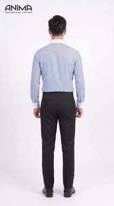 Chemise en bambou rayée bleue et blanche pour homme ANIMA, respirante, décontractée et professionnelle - Product Image 2