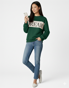 Sudadera Oversize de Algodón Tejido para Mujer, Cuello Redondo, Manga Larga, Hombro Caído, Azul, Estilo Casual de Otoño - Product Image 6