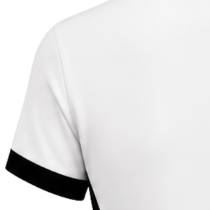 Women's White and Gold Polo <b>Dress</b> <b>Short</b> <b>Sleeve</b> Contrast Collar Athletic Uniform <b>Shirt</b> with Black Side Panels and Chest Crest Des - Product Image 3