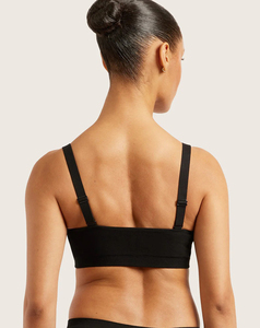 Soutien-gorge de sport léger haute performance pour femme, col en V profond, maintien moyen, sans coutures, bretelles réglables, respirant, pour le yoga, noir - Product Image 2