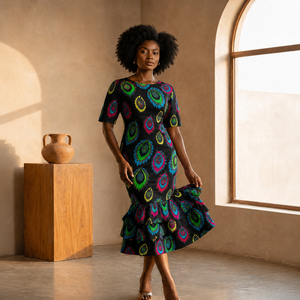 Tela africana premium con estampado de cera, terciopelo con bordado de lentejuelas, material textil de diseñador para prendas de moda. - Product Image 6
