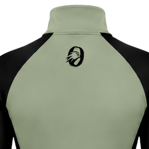 <b>Women</b> <b>Quarter</b> <b>Zip</b> Athletic Top Sage Green Long Sleeve Fitted Sports Training Shirt High Collar Thumbhole Performance Activewear - Product Image 6