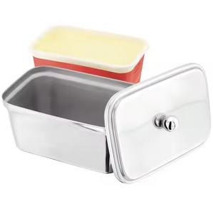 Organizador de cocina, plato para mantequilla de acero inoxidable con tapa, contenedor para mantequilla para la mesa del desayuno - Product Image 4