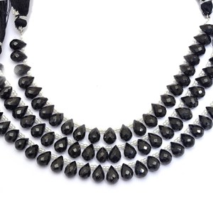 Cuentas facetadas en forma de lágrima de espinela AAA de 6x9 mm, espinela negra natural, piedra semipreciosa, cuentas sueltas para joyería. - Product Image 3