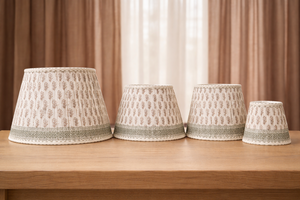 Abat-jour élégant en coton et lin à motif botanique |   Abat-jour en tissu imprimé neutre pour l'éclairage intérieur de la maison - Product Image 4