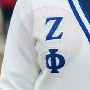 Cardigan blanc et bleu Sorority Zeta Phi B, 100% coton, tricoté en molleton, pull pour femme, broderie de lettres grecques, col en V, manches longues - Product Image 6