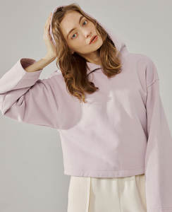 Sweat à capuche oversize à coupe courte personnalisé, décontracté, d'hiver, oversize, décontracté, en tricot uni, pour femme - Product Image 2