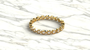 Anillo de oro de 18 quilates con diseño de infinito y diamantes para mujer, banda de eternidad ondulada, anillo apilable con textura de cuerda retorcida, joyería fina. - Product Image 3