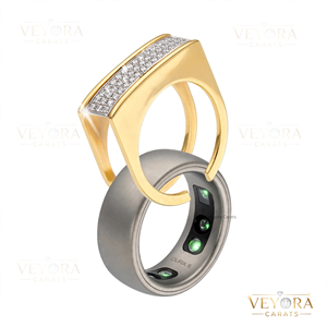 Glamorosa cubierta para anillo Oura hecha con plata de ley 925 maciza y detalles de joyería cinética giratoria con pavé de moissanita para estilizar. - Product Image 4