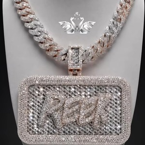 Export Quality Moissanite Hip Hop Pendant D Color VVS 925 Silver Jewelry for Birthday Anniversary Gift Available For Sale - Product Image 2