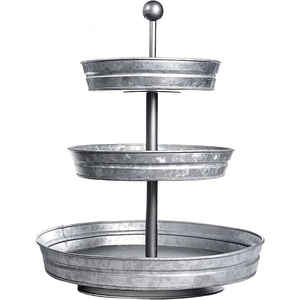 Soporte de metal galvanizado de 2 niveles para pasteles, bandeja redonda rústica estilo granja, torre de exhibición para fiestas y decoración del hogar, venta al por mayor - Product Image 5