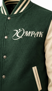 Chaqueta estilo americano original con mangas de cuero y letras de chenilla, estilo urbano viral, tipo Letterman profesional. - Product Image 5