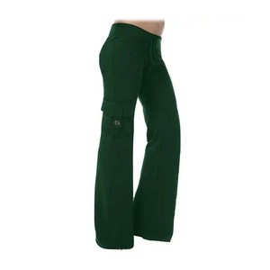 Vente en Gros de Pantalons de Jogging Cargo Décontractés Super Doux en Coton de Couleur Bleue pour Femmes - Product Image 3