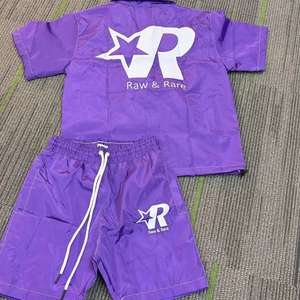 Rich Life Purple Tracksuit Set <b>Men</b> Streetwear <b>Bomber</b> <b>Jacket</b> Shorts Satin Print Breathable Spring Style - Product Image 5