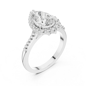 Anillo de Uso Diario para Mujer en Oro Blanco de 14K con Diamantes Cultivados en Laboratorio en Forma Redonda y de Pera |   Diamante Cultivado Nuevo - Product Image 3