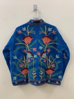 Veste en velours brodée de fleurs Suzani, style folklorique ouzbek, avec rembourrage en coton, pour vêtements d'extérieur type bomber ou duster, à prix avantageux