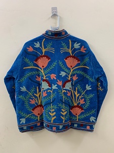 Velvet Floral Suzani Embroidered Jacket Uzbek Folk Festival <b>Coat</b> with Cotton Filling for Bomber Duster Outerwear At Cheap Price - Product Image 2