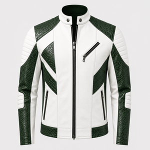 Veste en cuir de crocodile pour homme, style tendance, deux couleurs, veste en cuir de motard personnalisée pour homme, veste en cuir matelassée - Product Image 3