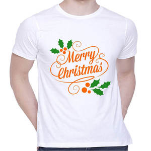 Merry Gamecocks <b>Christmas</b> Solid <b>Men's</b> Regular Sleeve O-Neck Casual Breathable Heat-Transfer Printed Knitted Fabric 100% Cotton - Product Image 1