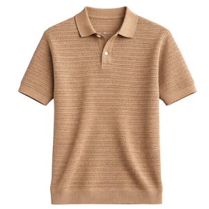 Polo de Punto Texturizado para Hombre, Manga Corta, 100% Algodón, Transpirable, Corte Ajustado, Moda de Verano, Venta al Por Mayor - Product Image 1