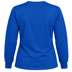 Camiseta de Manga Larga con Letras Azules Reales de Sigma Gamma Rho, Letras Griegas Doradas, Algodón Premium, Cuello Redondo Informal para Hermandad - Product Image 4