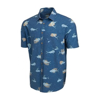 Camisa de Pesca de Manga Corta para Hombre con Estampado de Peces, Cierre de Botones, Transpirable, 100% Algodón, UPF 35 - Product Image 3