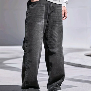 Pantalones vaqueros de lona ligeros y modernos para hombre, de corte holgado, transpirables, con efecto desgastado, venta al por mayor, logotipo personalizado - Product Image 3