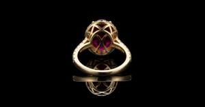 Anillo de compromiso cristiano de plata 925 chapado en oro de 14K con rubí de corte ovalado y engaste de puntas en forma de constelación, estilo minimalista, tercero. - Product Image 5