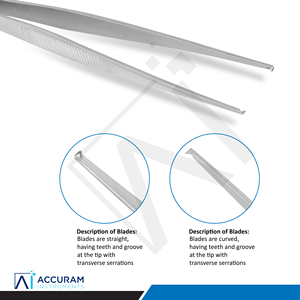 Pinces à tissus Accuram 1x2 dents en acier inoxydable, pinces chirurgicales dentaires à pouce, instrument médical réutilisable CE - Product Image 5