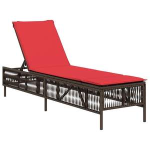 Chaise longue de patio en rotin PE brun, design standard, mobilier de relaxation extérieur - Product Image 4