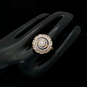 18K <b>Gold</b> Plated Flower Cluster <b>Ring</b> for Women Channel Set Round <b>Cubic</b> <b>Zirconia</b> Glam Fashion Jewelry - Product Image 1
