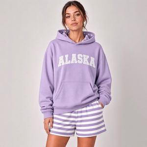 Women's Red Alaska Hoodie With Stars Lining And Red <b>White</b> Striped Shorts Two <b>Piece</b> Casual <b>Set</b> Loose Fit All Seasons Wear - Product Image 4