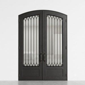 Royal Luxury Steel Entry Door with Geometric Glass Panels Water & Rust Resistant Minimalist Design Easy Assembly - Product Image 1