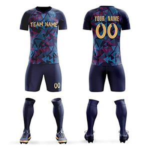 Conjunto de Uniforme de Fútbol Personalizado, Amarillo con Degradado Morado, Cuello en V, Manga Corta, Absorbe la Humedad, Uniforme Masculino con Impresión Sublimada - Product Image 2
