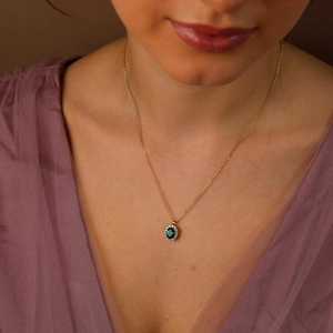 Collier en émeraude véritable, argent sterling 925, plaqué or 14 carats, bijoux en émeraude de laboratoire authentique, cadeaux d'anniversaire pour elle - Product Image 2