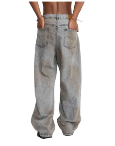 Jeans droits pour hommes personnalisés en gros, jeans bleu clair, jeans droits tendance pour hommes, jeans délavés à l'acide, pantalon baggy pour hommes avec service OEM - Product Image 3