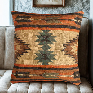 Ensemble de coussins en laine et jute Kilim, tissés, à motifs géométriques rayés et végétaux, toutes tailles, prix d'usine, vente chaude - Product Image 5
