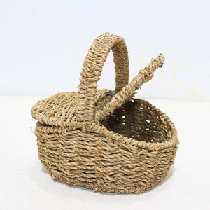 Cesta de Picnic Rústica de Seagrass con Tapa, Tejida a Mano, Ecológica, Caja de Almacenamiento Ovalada para Exteriores - Product Image 1
