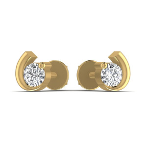 Pendientes de Diamantes Cultivados en Laboratorio con Diseño en Espiral, Oro Sólido de 14K con Acento Curvo, Claridad VVS1, para Mujer - Product Image 1