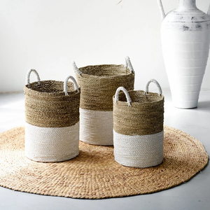 Multi Purpose Seagrass <b>Storage</b> Basket for Toys and <b>Books</b> Natural Color Woven Basket for Nursery <b>Storage</b> High Quality Low MOQ - Product Image 1
