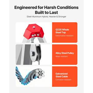 Kit de Trípode de Rescate de Alta Resistencia para Espacios Confinados, Cabrestante de 2600 Libras, Patas Ajustables de 4.76 Pies, Cable de 98.5 Pies, Protección Contra Caídas de 32.8 Pies - Product Image 6