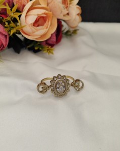 Lucentarts Élégante Bague Double de Mariage et de Fête à Coupe Ovale Florale, avec Base en Laiton Plaqué Or Antique, pour Femme, Vente en Gros - Product Image 4