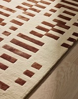 Maschinell Gefertigter Polyester-Teppich Abstraktes Muster Umweltfreundlicher Dicker Flächenteppich Creme & Rost Wohnzimmerteppich mit Latex-Rückseite