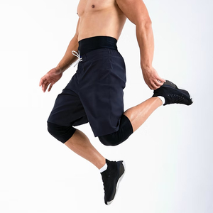 Men's <b>Navy</b> Blue Board Shorts Mid Waist Drawstring Quick Dry Solid Color Casual Sport Style Shorts With Pockets - Product Image 2