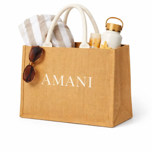 Sac de plage en jute personnalisé avec logo, écologique, réutilisable, grande capacité, sac de shopping d'été, sac de voyage - Product Image 1