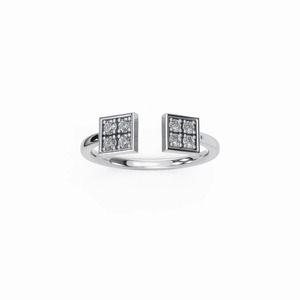 14K White Gold Lab Grown Diamond Square <b>Open</b> Cuff <b>Ring</b> IGI Certified Adjustable <b>Ring</b> - Product Image 4